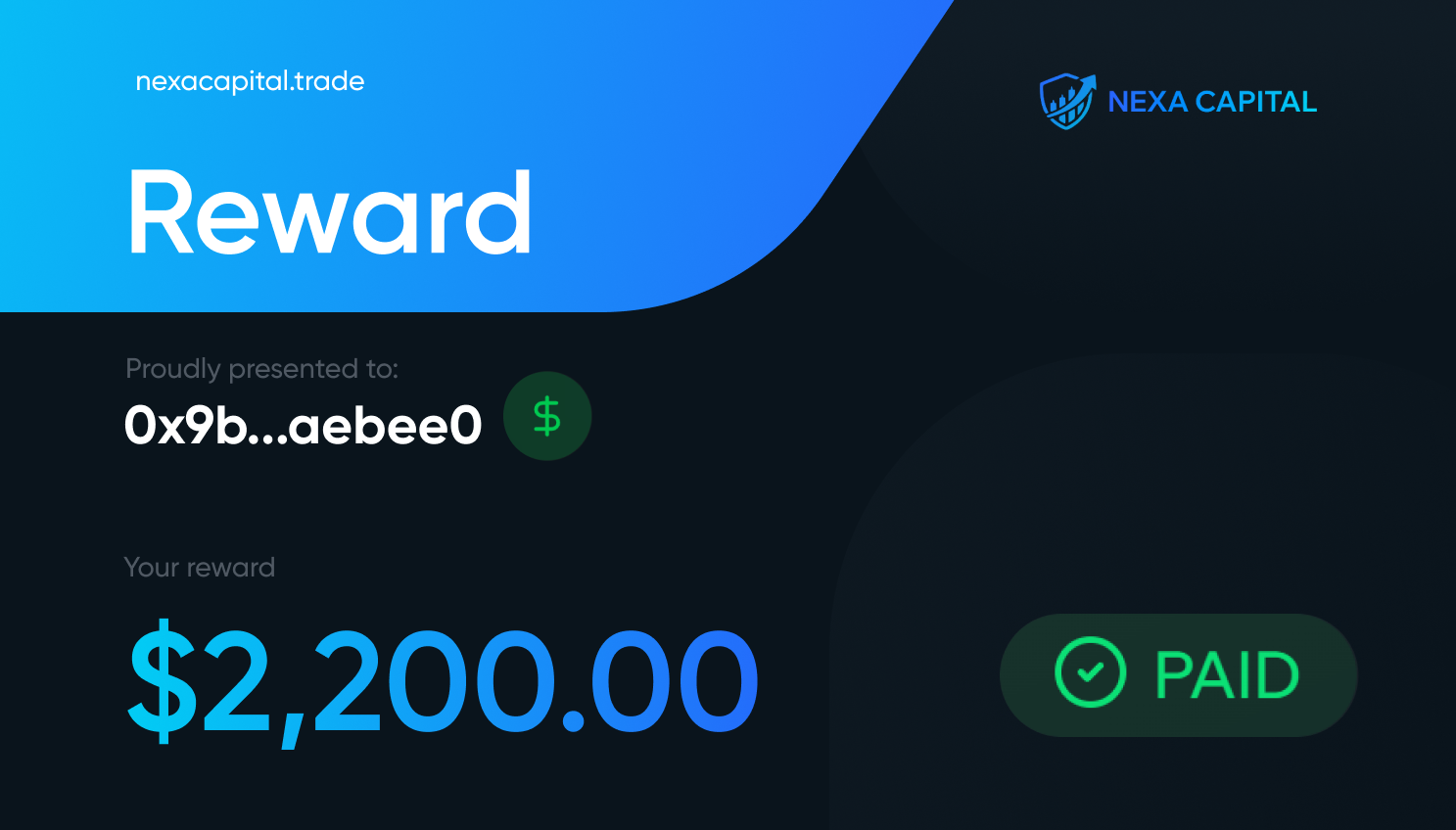 Payout $2,200.00